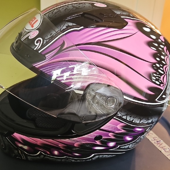 Women's Pink and Black Helmet - Picture 2 of 4